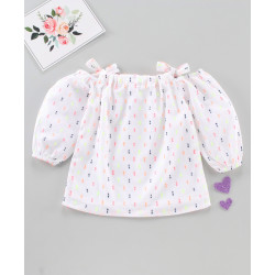 Sleeves Printed Top - White